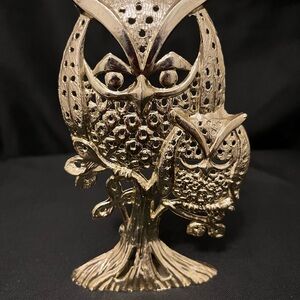 Vintage Gold Owl Earring Holder